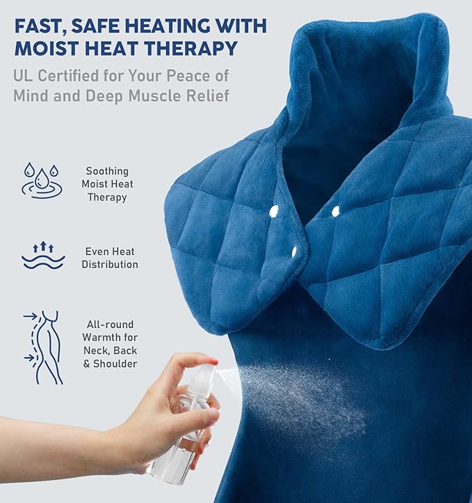 Weighted Electric Heating Pad for Neck Shoulders Back - Large Heat Pad with 6 Heat Settings & 4 Timers, Auto-Off, Machine Washable, Pain Relief Pad - Christmas Gifts for Women Men Mom Dad