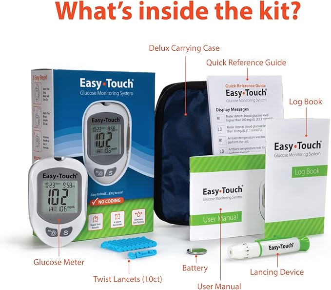 EasyTouch Glucose Monitoring System with 1 Meter, 10 Twist Lancets, 1 Lancing Device