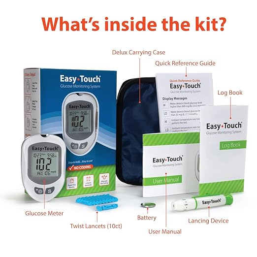 Easy Touch Glucose Meter Kit Combo (Includes Meter Kit and 100 Test Strips)