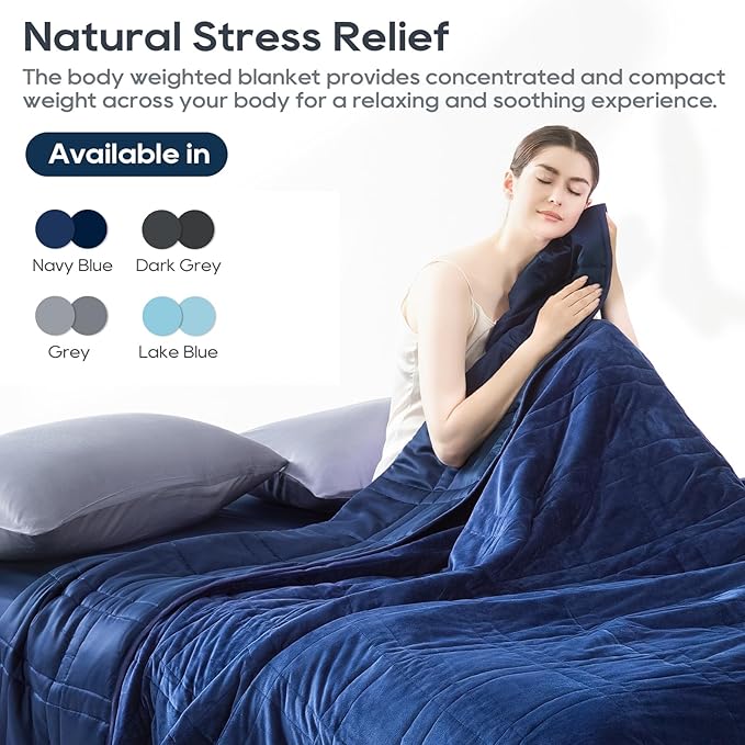 Weighted Blanket King Size 25lbs(88''x104'', Dual-Sided), Reversible King Weighted Blanket with Cozy Warm Velvet & Cooling Tencel Fabric for Adults & Couple All Season - Carry Bag Included, Navy Blue