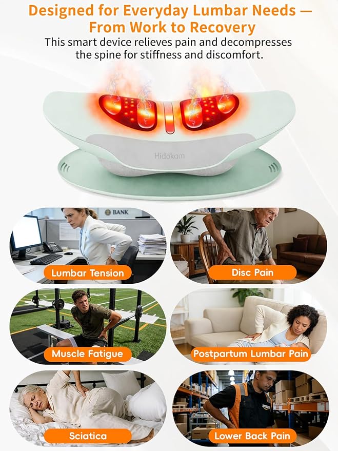 Smart Lower Back Massager with Soothing Warm Therapy & Air Traction Spinal Decompression Device for Sciatica Relief, Lumbar Pressure & Stiffness Ideal Gift for Parents & Loved Ones (Green)