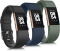 3 Pack Sport Bands Compatible with Fitbit Charge 2 Bands Women Men, Adjustable Replacement Straps Wristbands for Fitbit Charge 2 HR Small Large