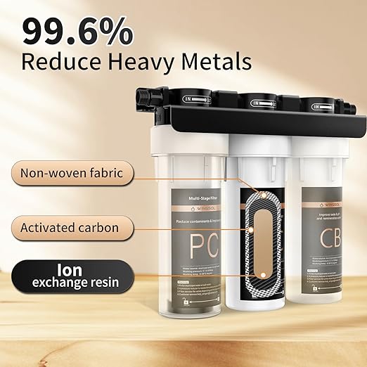 Wingsol Under Sink Alkaline Water Filter, 9-Layer Water Filter System Reduces Heavy Metals, Chlorine, Sediment, Improves pH and Taste, Remineralization, NSF Certified Sink Water Filter
