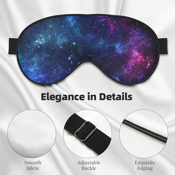 Blue Purple Galaxy Sleep Mask Space Nebula Universe Eye Mask with Adjustable Strap Eye Sleep Shade Cover Blocks Light for Women Men Airplane Travel Nap