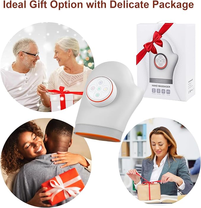 Hand Massager with Heat and Compression, Cordless Hand Massager for Arthritis and Carpal Tunnel, Finger and Palm Massage Machine for Pain Relief, 5 Massage Modes, 3 Heat Levels, Gift for Women Mom