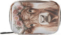 Cute Highland Cow with Flowers Pill Organizer Portable Travel Pill Case Weekly Pill Box for Medicine Vitamin Supplement