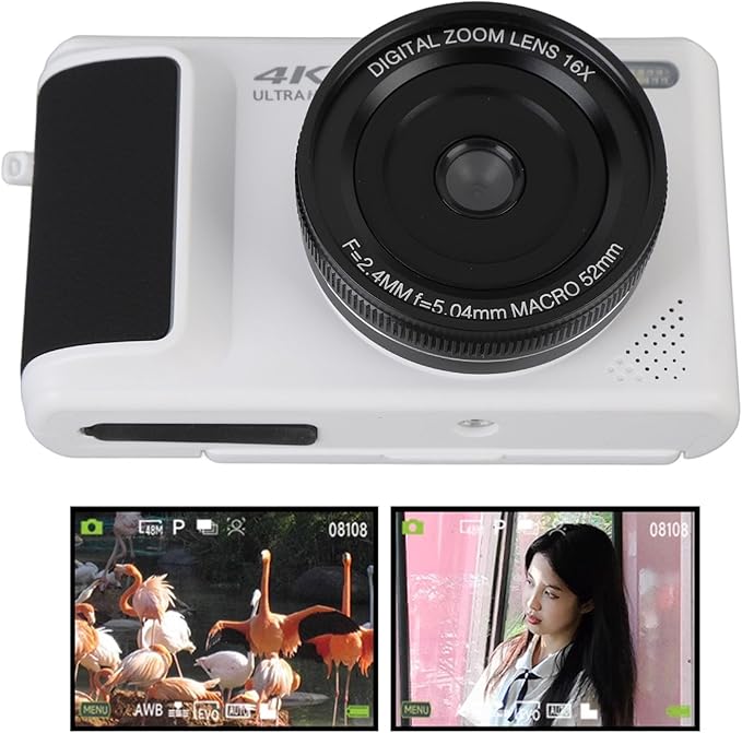 4K Digital Camera for Photography, 64MP Vlogging Camera, 18X Digital Zoom, Autofocus Video, 2.8in 180° Flip Screen, Compact for Beginner