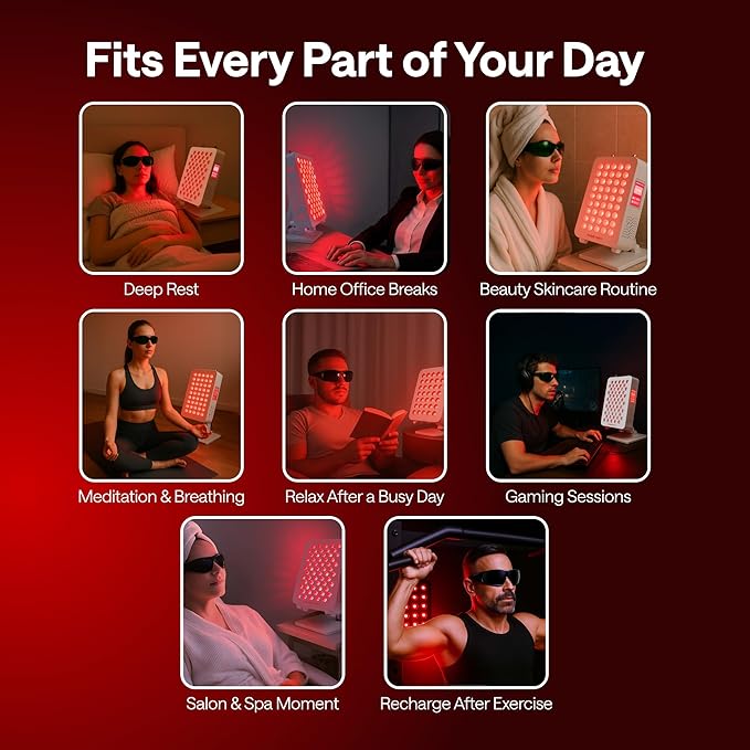 Portable Red Light Therapy Panel – Led Near Infrared & Red Light Therapy for Body, Face, Neck, Back, Knee, Shoulders, Muscles – Spa, Sauna, & Sleep Support Tool – 630 nm, 660 nm, 850 nm Wavelengths