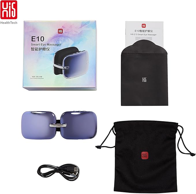 Master Massage E10 Eye Massager Heat & Vibration Relieves Migraines,Dark Circles, Puffiness. Ultra Lightweight, Chic & Stylish, Improve Eye Circulation, Dry Eye, Heated for Eye Relax - Aurora Blue