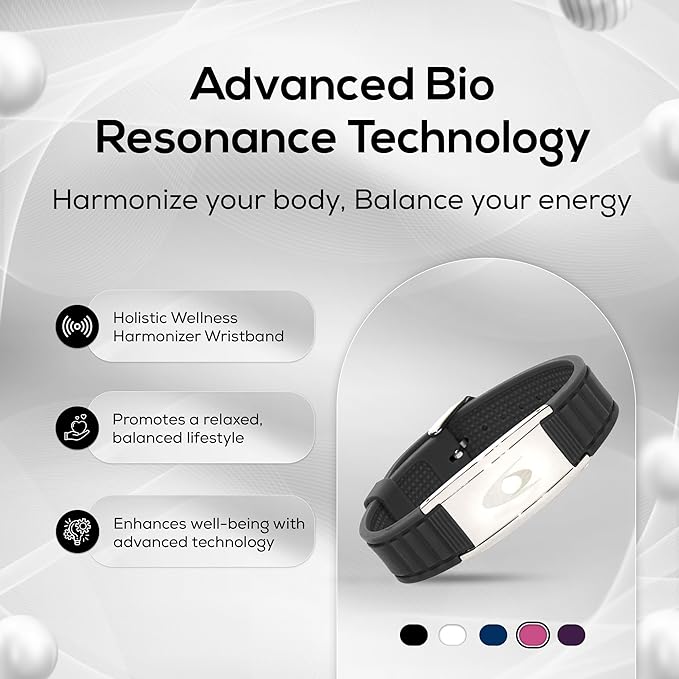 EMF BodyBand Plus+ Bracelet - Holistic Wellness Harmonizer Wristband for Men and Women (Black)