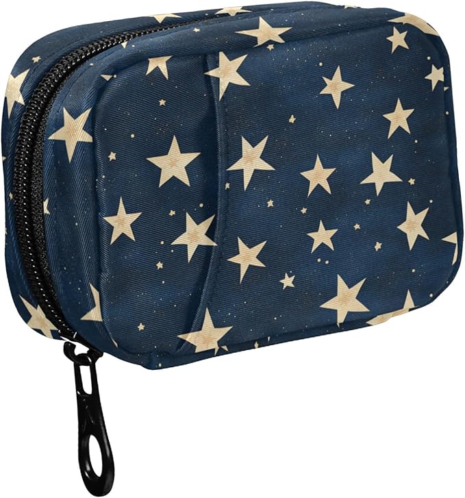 Fustylead Hand Draw Stars in Night Sky Pill Organizer and Storage Weekly with Zipper, Removable Pill Box Portable Medicine Organizer for Vitamin Fish Oil Supplement