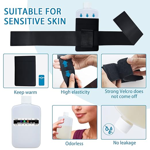 14 Pcs Urine Test Complete Kit Includes 2 Translucent Portable Travel Empty Bottles, 10 Adhesive Temperature Test Strips, Neoprene Bag and Hi-Stretch Hidden Leg Straps
