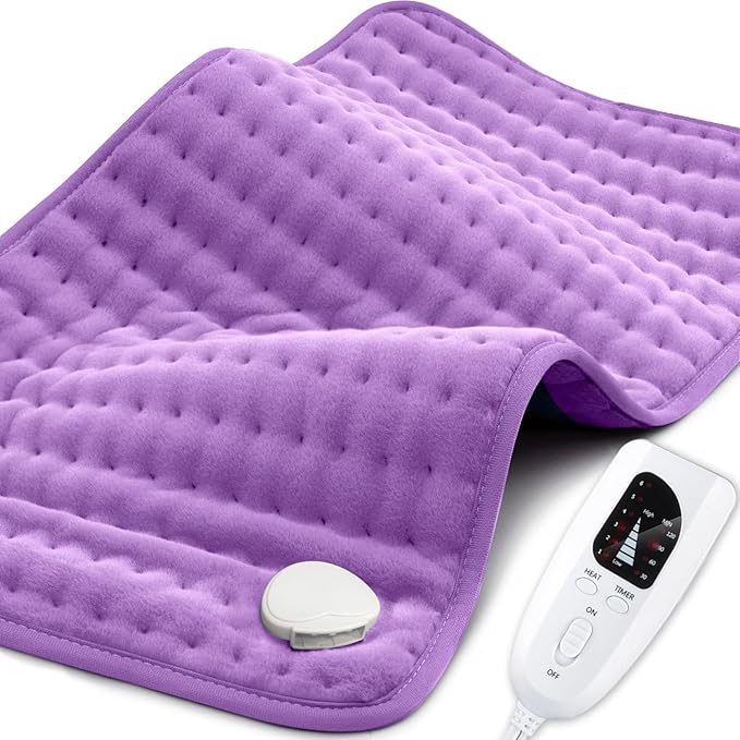 【2025 Upgrade】 Heating Pad for Neck Back Cramps Pain Fast-Heating Heating Pads Offer Softer Machine Washable Fabric with Heat Settings & Timer Easy to Operate,Moist Heat & Auto Shut of (Light Purple)