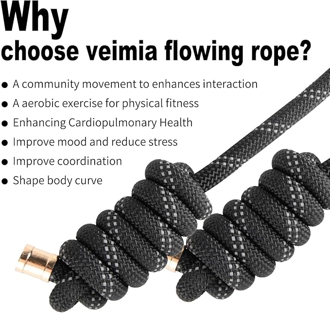 Flow Rope for Fitness High Performance Double Woven Workout Rope Adjustable Flow Jump Rope for Men Women Training Indoor Outdoor Cardio Exercise Ropes for beginner