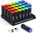 Monthly Pill Organizer 2 Times a Day - 28 Day Pill Box AM PM, Daily Medicine Organizer for Vitamins, Supplements, Medications - Large Travel-Friendly 4 Week Pill Case for Home & Travel, Black