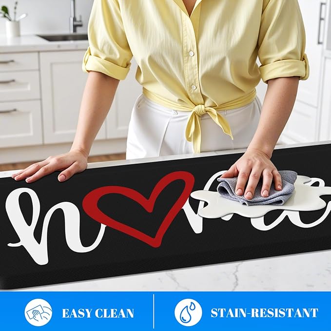 HappyTrends Kitchen Mat Cushioned Anti-Fatigue Rug Non-Slip Kitchen Rugs Stain Resistant Ergonomic Comfort Mat for Floor, Office, Sink, Laundry (17.3"x 39", Black)
