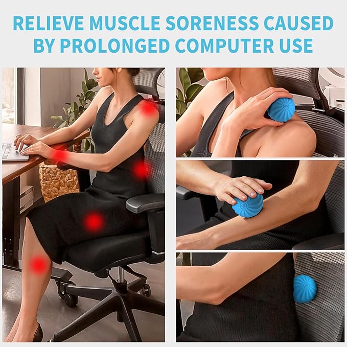 2.3" Mini Electric Vibrating Massage Ball, 10-Speed Vibrating Foam Roller for Relieving Muscle Tension & Soreness, and Promoting Blood Circulation Before & After Exercise (Blue)