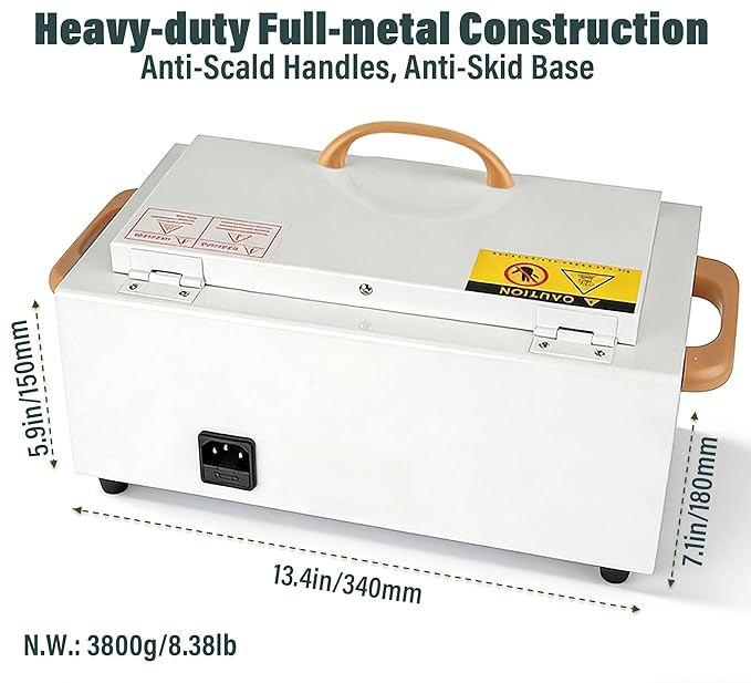 2.0L 220°C 428℉ High Temperature Autoclave Sterilizer, Dry Heat Nail Sterilizer Machine with Timer for Nail Tools Esthetician Barber's Tools, 110V, CH-360T