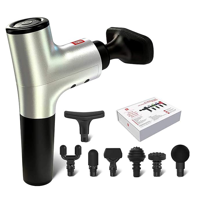 Master Massage Nova Vibration Personal Deep Tissue Massage Gun, Sliver 7 Heads-G