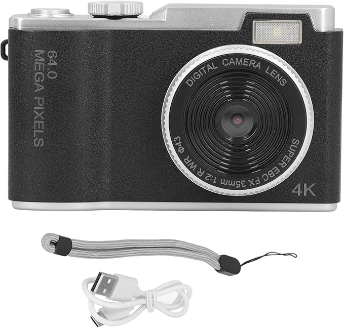 Digital Camera, 48MP Vlogging Camera, HD 1080P 16X Zoom Anti-Shake, Beauty Filter 2.4" Screen Compact Selfie Camera for Teens Kids (Black)