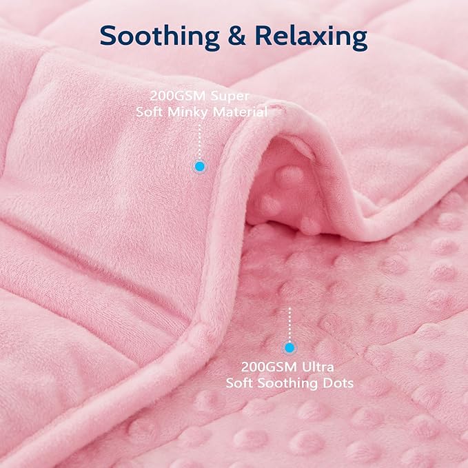 L'AGRATY Weighted Blanket for Adult - 60"x80" 25lbs Minky Dots Heavy Blanket with Glass Beads Soft Breathable for All-Season Summer Fall Winter Thick Comfort for Sleeping