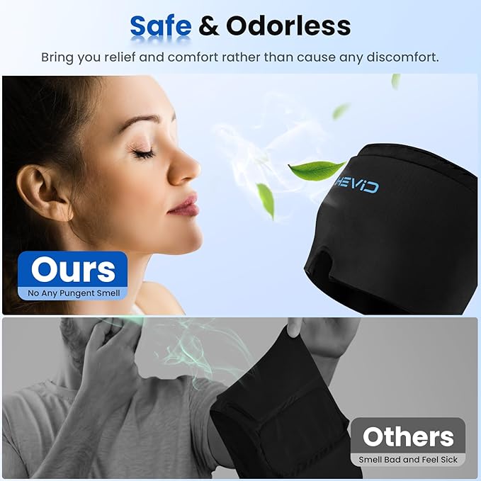 Migraine Headache Relief Cap,Odorless Migraine Ice Head Wrap with 20% More Gel,Hot & Cold Therapy, Instant Migraine Relief Cap,Headache Cap Ice Pack Sleeping Eye Mask Tension&Stress Relief