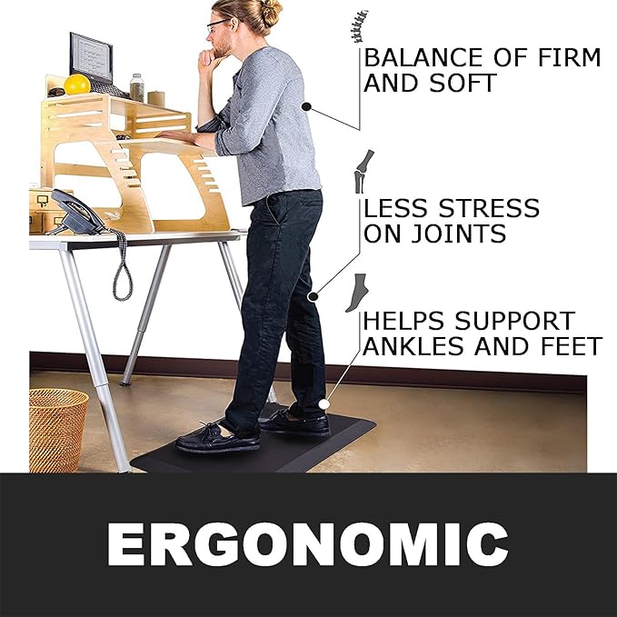 1" Extra Thick Anti Fatigue Floor Mat 40" L x 20" W,Kitchen Mat, Standing Desk Mat,140D Advanced PU Foam Ergonomic Comfort at Home, Office, Garage, Sink (Orange)