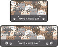 Cat Kitchen Rugs 2 Piece Set for Floor Mat, Non Skid Washable Absorbent Microfiber Cat Kitchen Mat for in Front of Sink for Standing for Home Cats Kitchen Decor 17"X30"+17"X47"