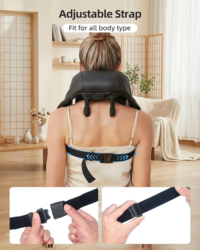 Neck & Shoulder Massager with Heat, 6D Deep Tissue Shiatsu Kneading for Neck, Shoulders & Upper Back, Hands-Free Relief After Work