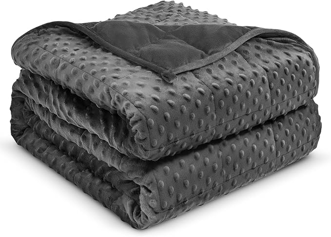 Weighted Blanket 15lbs for Adults, Ultra Soft Minky Dot Heavy Blankets for Sleep, Breathable Washable Throw Blanket with Glass Beads, 48"x72" Twin Size, Grey