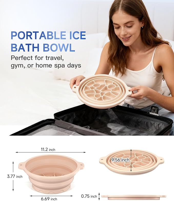 Face Ice Bath Bowl with Built-in Ice Tray for Cold Therapy, Collapsible Silicone Face Bowl for Ice Skin Tightening & Puffiness Reduction, Ideal for Home Use