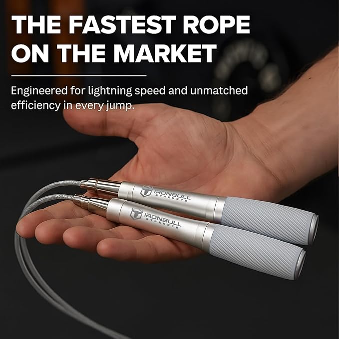 Jump Rope for Men & Women - Ultra-Fast, High Speed Jump Rope - Self-Locking Screw-Free Design with Aluminum Handles and Silicone Textured Grips - Precision Engineered for Maximum Performance - Skipping Rope for Workout Fitness, Cross Training & Home Ex...