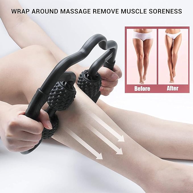 4 Wheels Foam Roller Muscle Massager for Leg Neck Hand Arm,Trigger Point Muscle Relax Massager Indoor Sports Yoga Bodybuilding Equipment (Purple)