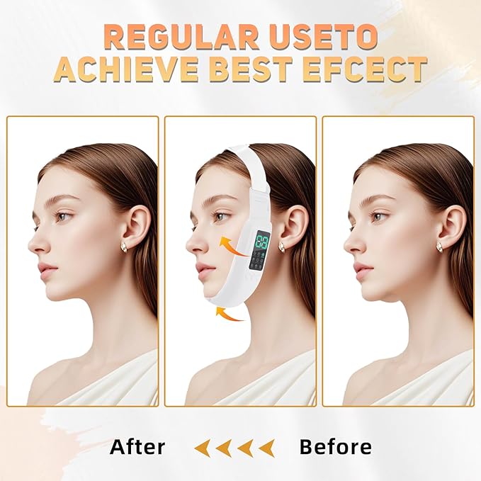 Double Chin Machine, V Face Beauty Device for Woman 8 Modes and 15 Intensity Levels Electric Double Chin Device, Smart Double Chin Face Device with Magnetic Massage, White