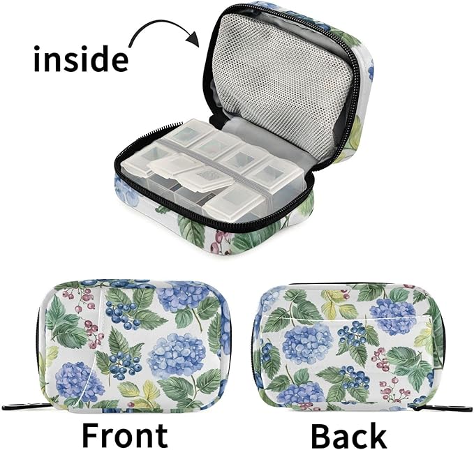 Travel Pill Case Flower Leaf Weekly Small Pill Box 7 Day Pill Box Pill Organizer Bag