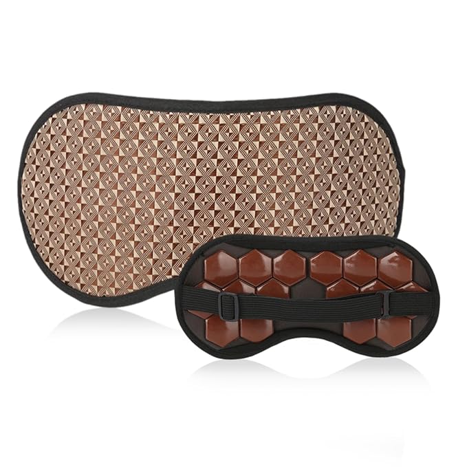 Magnetic Sleeping Eye Mask, Soft Adjustable Jade Stones Eye Masks Patch Magnet Therapy Eyeshade Eye Cover Masks for Women Men Sleeping Travel Naps, Home, Hotel (Red)