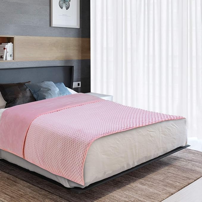 Acdyion Weighted Blankets Removable Duvet Cover for Adults Queen Size (60"x80"),Heavy Blanket Duvet Cover with Soft and Comfort Minky with 12 Ties,Machine Washable Soft Weighted Blanket Cover (Pink)