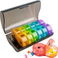Weekly Pill Organizer 2 Time a Day，Pill Dispensers， Pill Box 7 Day with One-Side Large Opening Design for Easy Filling ，2 Times a Day AM/PM Pill Case, for Vitamins/Fish Oils (Black Color)