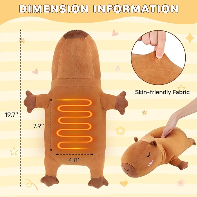 Capybara Heating Pad for Period Cramps Menstrual Pain Relief, Portable Electric Heat Pads USB Powered, Cute Stuff Capybara Plush Stuffed Animals Gifts, Gift for Women Teen Girls Birthday Christmas