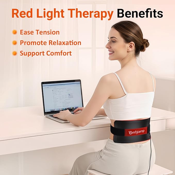 Comfytemp Red Light Therapy for Body, 14.4'' x 6.1'' Near Infrared Light Therapy Wrap, Wearable Flexible Soft Light Pad for Back Waist Belly Knee Joint Muscle, 660nm & Invisible 850nm(Corded)