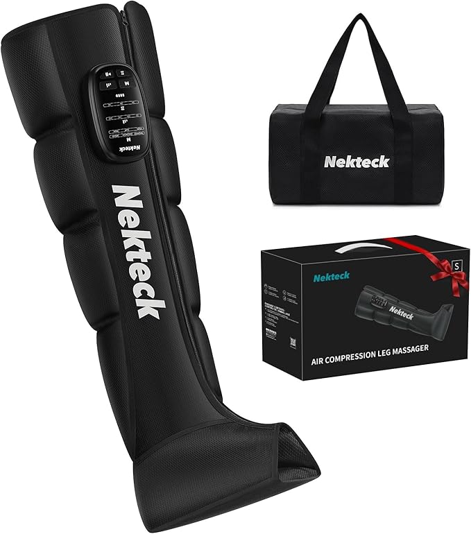 Nekteck Full Leg Compression Massager for Pain and Circulation, Portable Compression Boots for Athletes with 6 Modes & 4 Intensities, Gifts for Mom Dad Men Women (Single Unit)-Small