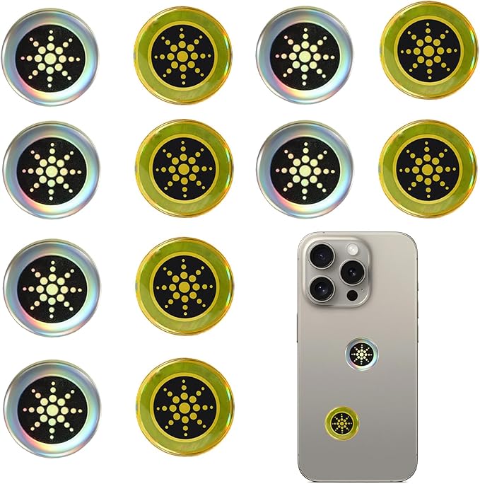 12 Pcs Emf Blocker for Cell Phone,Radiation Blocker,Emf Stickers for Cell Phone,A Practical Gift for Tech Lovers for Smart Phones/Tablets/Laptops Electronic Devices Blockers Silver，Gold
