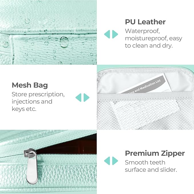 Cute Pill Organizer 3 Times a Day, Large Daily Pill Case for Women, Portable Pill Box 7 Day for Purse with Bag & Zipper to Hold Vitamins, Medications, Fish Oils, Supplements (Cyan Blue)