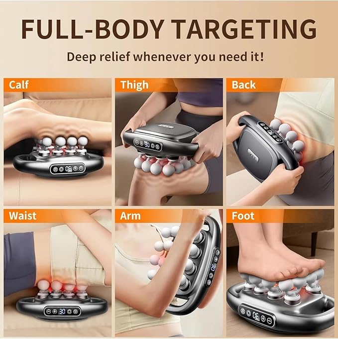 Msg - 16 Heads Deep Tissue Percussion Massager, Anti Fatigue Device, Red Light Quiet Therapy - Muscle Massage Gun for Back, Shoulders, Legs and Body Muscle Pain Relief