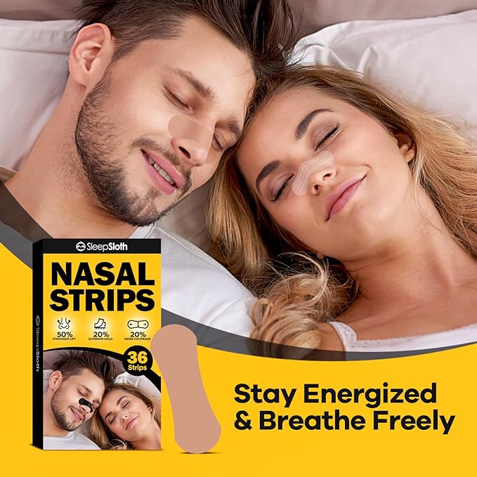 Nasal Strips for Snoring (36 Count), Extra Strength Nose Strips for Breathing, Anti Snoring Nasal Strips for Sleeping, Congestion Relief for Colds & Allergies, Sensitive Skin, Beige