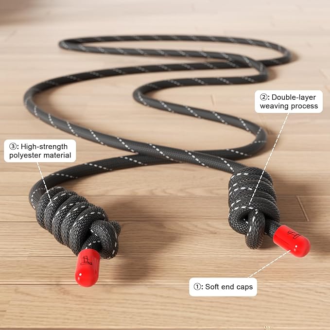 Flow Rope Exercise Jump Rope For Fitness, Working Out, Flow with 9 Ft Adjustable Double Woven Workout Rope For Men, Women, Beginners' Training – Indoor & Outdoor Cardio