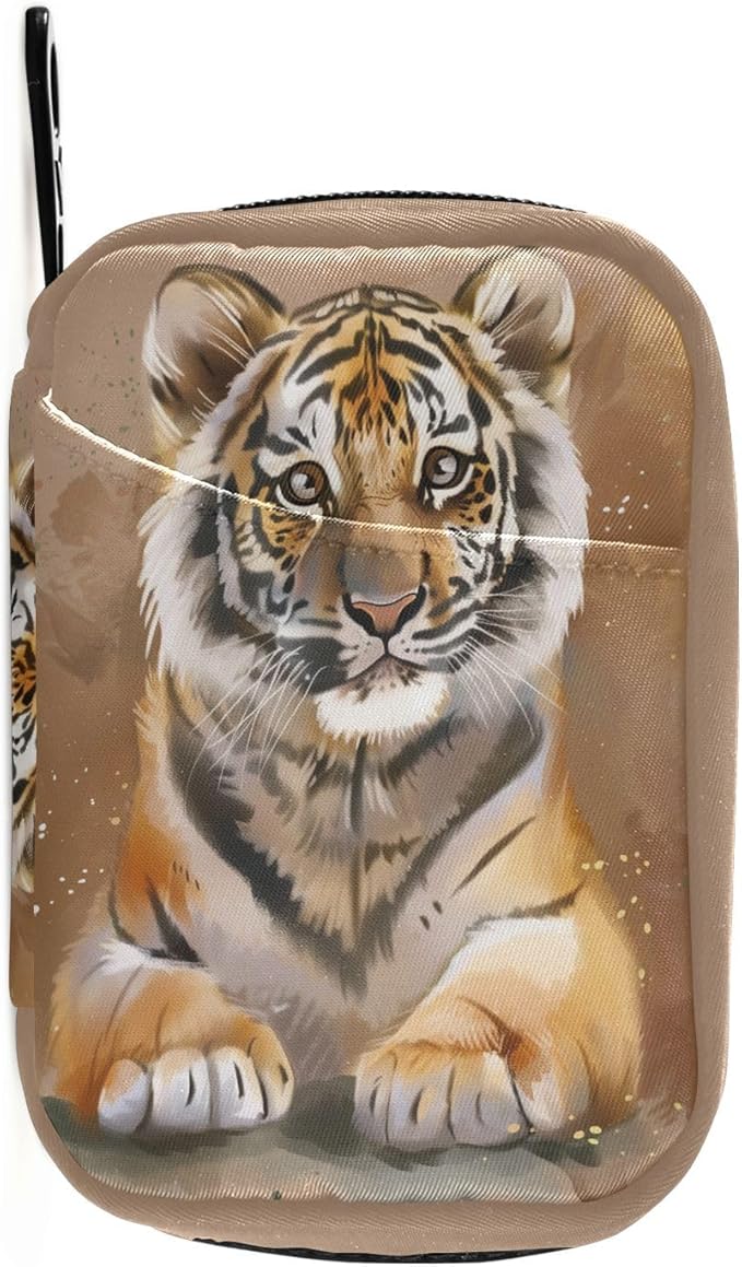 Tiger Travel Pill Organizer with Compartments Lightweight Medicine Storage Bag with Zipper Pocket for Purse Travel Home Use