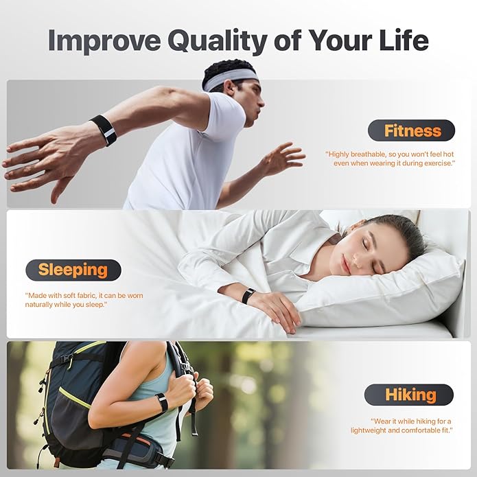 3 Pack Nylon Replacement Strap Compatible with Hume Band - Breathable & Sweatproof Sport Loop for Hume Health Band - Metal Buckle & Loop Closure - Adjustable Wristband Strap for Fitness Tracker