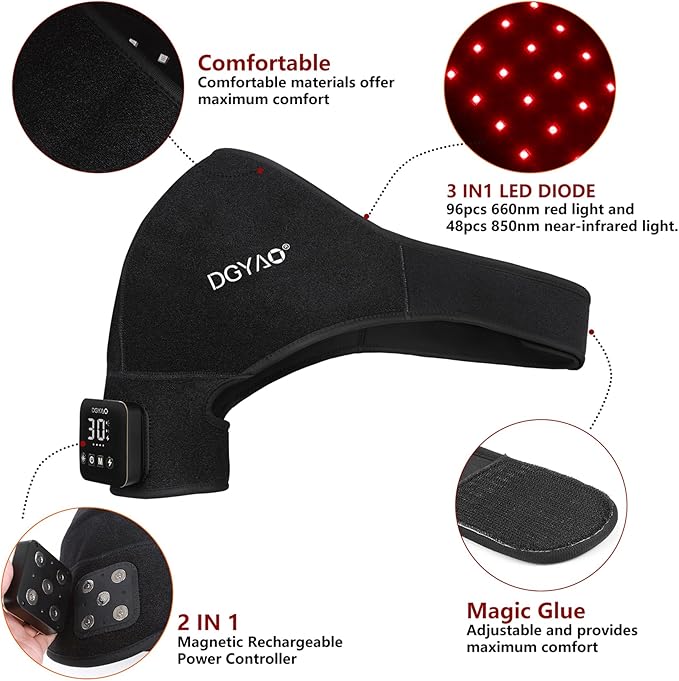 Cordless Red Light Therapy for Shoulder, Near Infrared Light Therapy Device Pulse for Elbow Shoulder Arm Joint Pain Relief Muscle Relax, Portable for Home Office Business Trip Use