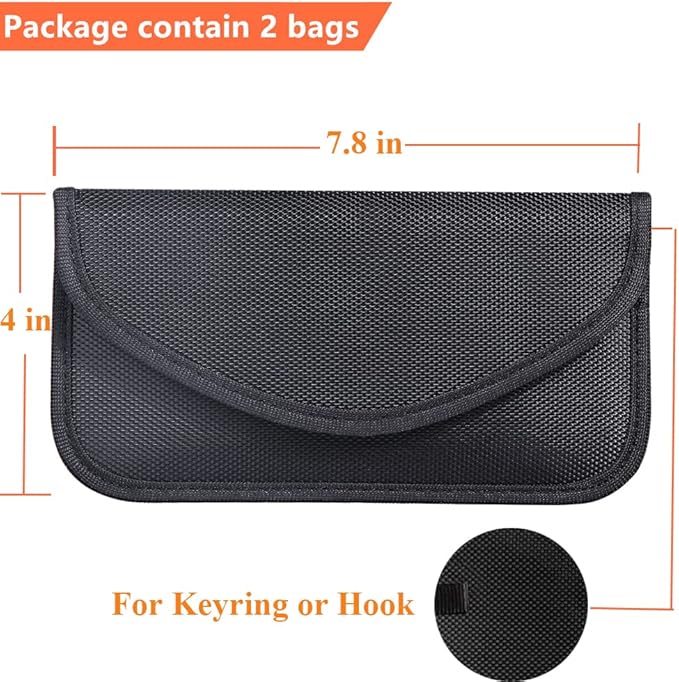 Faraday Key Fob Protector (2 Pack), Premium Faraday Bag/Pouch, Car Key Signal Blocker, Signal Blocking Bag for Cell Phone Privacy P (Black)